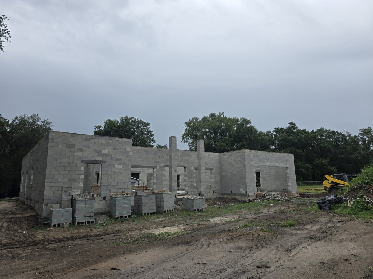 Commercial block foundation and structural walls